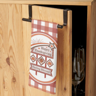 Schönes Thanksgiving Gefühl Gesegnet Retro Schild Geschirrtuch