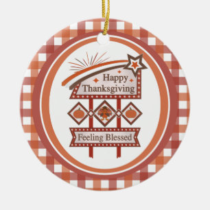 Schönes Thanksgiving Gefühl Gesegnet Retro Schild Keramik Ornament