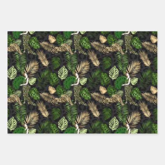 Schönes Thema Green und Gold Safari Geschenkpapier Set (Vorderseite)