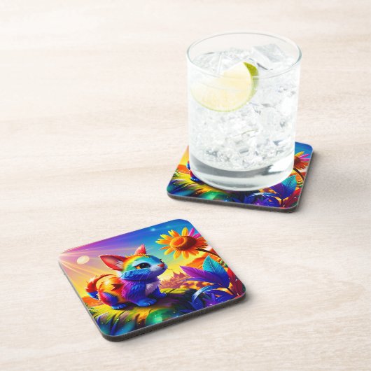 Schönes Tier Drei Getränkeuntersetzer (Rechte Seite)