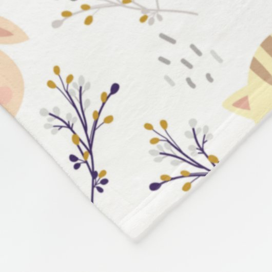 Schönes Tierkopfmuster und Blumenmuster Fleecedecke (Ecke)