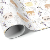 Schönes Tierkopfmuster und Blumenmuster Geschenkpapier (Rolleneckpunkt)