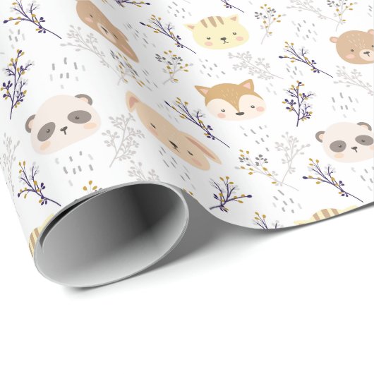 Schönes Tierkopfmuster und Blumenmuster Geschenkpapier (Rolleneckpunkt)