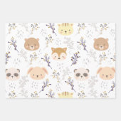 Schönes Tierkopfmuster und Blumenmuster Geschenkpapier Set (Vorderseite 3)