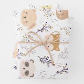 Schönes Tierkopfmuster und Blumenmuster Geschenkpapier Set (Beispiel)