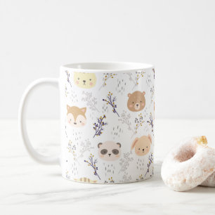 Schönes Tierkopfmuster und Blumenmuster Kaffeetasse