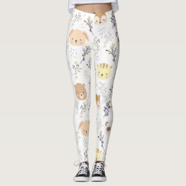 Schönes Tierkopfmuster und Blumenmuster Leggings