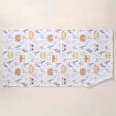 Schönes Tierkopfmuster und Blumenmuster Strandtuch (Vorderseite)