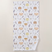 Schönes Tierkopfmuster und Blumenmuster Strandtuch (Vorderseite)