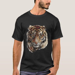 Schönes Tiger Hand gemalt Portrait Long Sleeve Shi T-Shirt