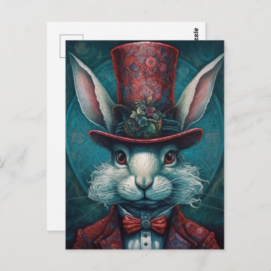 Schönes Tophat Rabbit Postkarte (Vorne/Hinten)