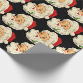 Schönes traditionelles Santa Face, schwarzer Hinte Geschenkpapier (Ecke)