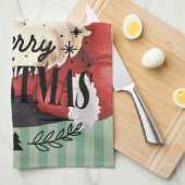 Schönes traditionelles Santa Retro Red Green Geschirrtuch (Viertel Falte)