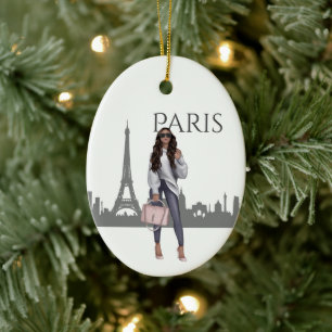 Schönes Trendy Girl - Paris Weihnachten Keramik Ornament