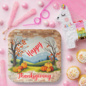 Schönes Trendy Happy Thanksgiving Fall Pappteller (Party)