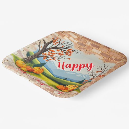 Schönes Trendy Happy Thanksgiving Fall Pappteller (Gewinkelt)