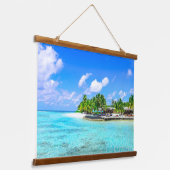 Schönes Tropical Island Beach Hängeband Wandteppich Mit Holzrahmen (Gewinkelt)