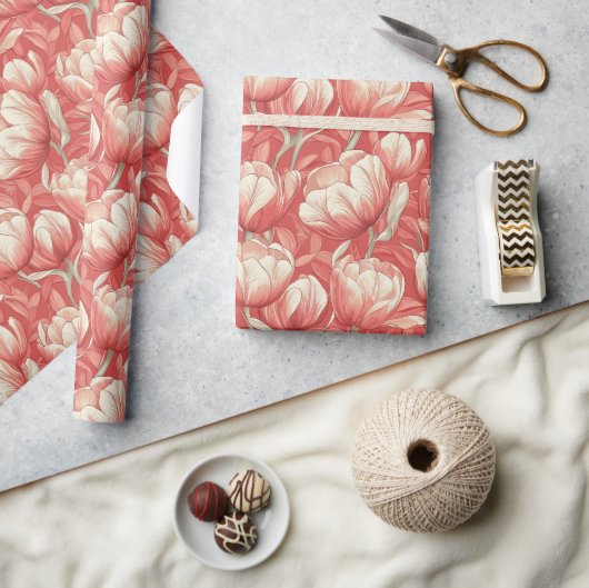 Schönes Tropical Tulip Wrapping Paper Geschenkpapier (Kunsthandwerk)