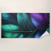Schönes tropisches Aquarell Lila grün Strandtuch (Vorderseite)