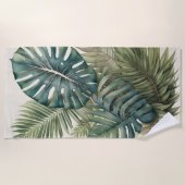 Schönes tropisches Aquarell Monstero Strandtuch (Vorderseite)