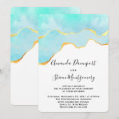 Schönes tropisches Grün mit Goldbrasse Hochzeit Einladung (Vorne/Hinten)