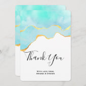 Schönes tropisches Grün mit goldener Grenze Dankeskarte (Vorne/Hinten)