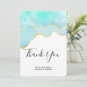 Schönes tropisches Grün mit goldener Grenze Dankeskarte (Stehend Vorderseite)