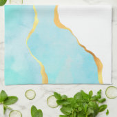 Schönes tropisches Grün mit goldener Grenze Geschirrtuch (Gefaltet)