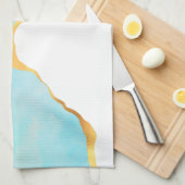 Schönes tropisches Grün mit goldener Grenze Geschirrtuch (Viertel Falte)