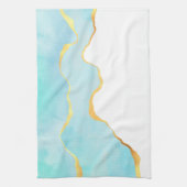 Schönes tropisches Grün mit goldener Grenze Geschirrtuch (Vertikal)