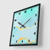 Schönes tropisches Grün mit goldener Grenze Quadratische Wanduhr (Winkel)