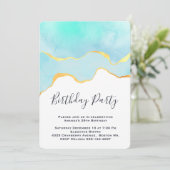 Schönes tropisches Grün mit goldener Grenze zum Ge Einladung (Stehend Vorderseite)