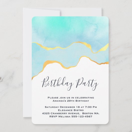 Schönes tropisches Grün mit goldener Grenze zum Ge Einladung (Vorderseite)