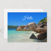 Schönes tropisches Meer mit einem Felsstrand Postkarte (Vorne/Hinten)