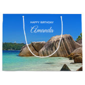 Schönes tropisches Meer mit einem Felsstrand zum G Große Geschenktüte (Vorderseite)