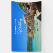 Schönes tropisches Meer mit einer Rocky Beach Hoch Banner (Vertikal)