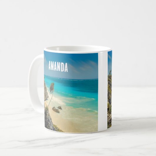 Schönes tropisches Sandstrand Paradise Kaffeetasse (Vorderseite Links)