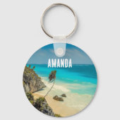 Schönes tropisches Sandstrand Paradise Schlüsselanhänger (Vorderseite)