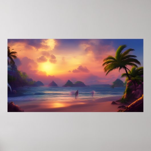 Schönes tropisches Südpazifikinsel-Poster Poster (Vorne)