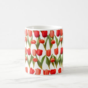 Schönes Tulip-Blume-Muster in horizontalen Reihen Kaffeetasse