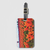 Schönes Tulip Field mit Heißluftballon, Oregon Gepäckanhänger (Vorderseite Vertikal)