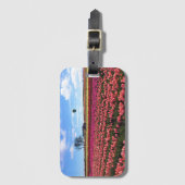 Schönes Tulip Field mit Heißluftballon, Oregon Gepäckanhänger (Vorderseite Vertikal)