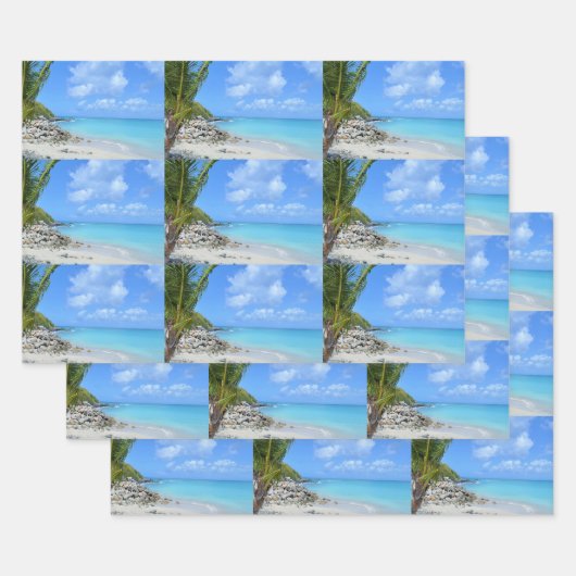 Schönes Türkis-Tropisches-Strand-Muster Geschenkpapier Set (Set)
