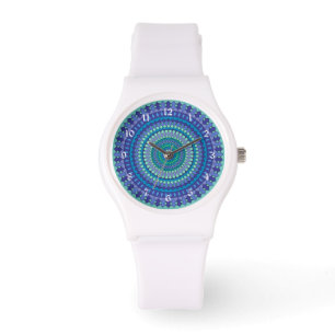 Schönes Türkis- und Blautürkis-Mandala-Muster Armbanduhr