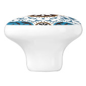 💙 🤎 Schönes Türkis und Braun Azulejos, V Keramikknauf (Seitenansicht)