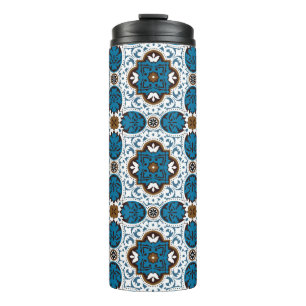 💙 🤎 Schönes Türkis und Braun Azulejos, V Thermosbecher