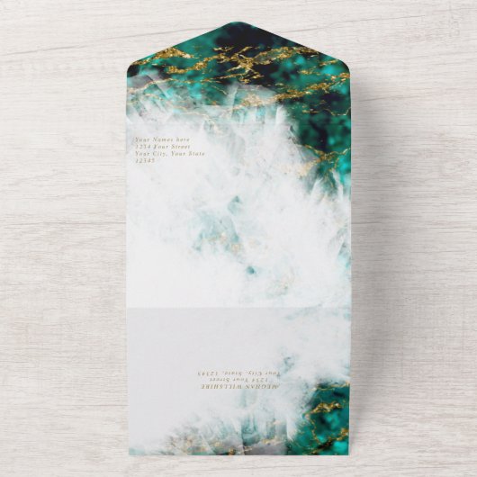 Schönes Türkis und Kristallgeode All In One Einladung (Außenbereich)