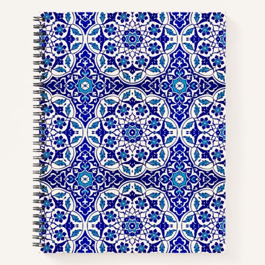 Schönes türkisches Osmanisches Iznik-Indigomuster Notizblock (Vorderseite)
