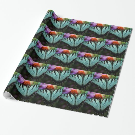 Schönes türkisfarbenes Frack Butterfly Geschenkpapier (Ungerollt)