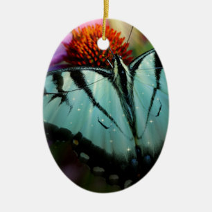 Schönes türkisfarbenes Frack Butterfly Keramik Ornament